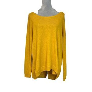 H&M Asymmetrical Tunic Sweater Mustard Yellow L Fall Cozy Cottagecore Wool